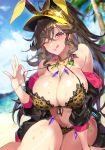  animal_ears bikini bunny_ears erect_nipples gan open_shirt swimsuits undressing wet 