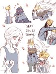  ! 4boys aldrich_devourer_of_gods angry animal bag bangs bare_shoulders black_scarf blazer blob blouse blue_tank_top blush chibi covered_eyes crown dark_souls dark_souls_iii dark_sun_gwyndolin drooling full_body heart holding holding_bag holding_letter jacket letter long_hair long_skirt love_letter mask monster multiple_boys nameless_king neckerchief necktie otoko_no_ko outstretched_hand parted_bangs petals pleated_skirt pontiff_sulyvahn red_neckwear ribbon running sailor_collar scarf school_uniform senkuro serafuku silver_eyes simple_background sketch skirt snake souls_(from_software) speed_lines sticker tank_top upper_body wall_slam white_background white_hair 