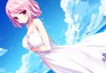  breasts clouds dress ke-ta pink_eyes pink_hair saigyouji_yuyuko short_hair sky summer_dress touhou water 