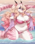  2020 absurd_res alternate_species anthro bedroom_eyes big_breasts breasts bunnywhiskerz cleavage clothed clothing curvy_figure female fish hi_res looking_at_viewer marine marzipie narrowed_eyes non-mammal_breasts sea seductive shark slightly_chubby solo thick_thighs towel voluptuous water wide_hips 