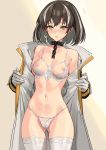  arknights breasts cameltoe lingerie magallan_(arknights) nipples open_shirt pantsu sigma99 thighhighs undressing 