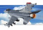  aircraft airplane cloud f-16_fighting_falcon flying from_behind marker_(medium) mick_(m.ishizuka) military original sky thrusters traditional_media united_states_air_force vehicle_focus 