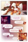  african_wild_dog ailurid anthro bed bottomwear boxers_(clothing) bulge canid canine cellphone clothed clothing comic dialogue digital_media_(artwork) english_text furniture inside male mammal notched_ear nowandlater on_bed open_clothing open_mouth open_shirt open_topwear pants pawpads paws phone red_boxers red_clothing red_panda red_underwear shirt smartphone text topwear tv_remote underwear white_clothing white_shirt white_topwear 