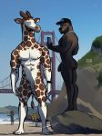  abs anthro balls baseball_cap beach bgn black_body black_fur bridge brown_spots butt california_sea_lion cellphone clothing duo facial_hair flaccid fur genitals giraffe giraffid hat headgear headwear humanoid_genitalia humanoid_penis jewelry logan_(bgn) long_neck looking_at_viewer male male/male mammal marine mendo_(bgn) muscular muscular_anthro muscular_male necklace nipples open_mouth pecs penis phone pinniped public_nudity rock san_francisco sea_lion seaside size_difference spots white_body white_fur 