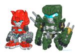  artist_name autobot blue_eyes chibi cliffjumper highres hound_(transformers) jeulove-sma11-white mecha redesign smirk standing transformers visor white_background 