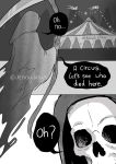  ambiguous_gender animated_skeleton bone circus comic death_(personification) dialogue english_text jenny_jinya loving_reaper skeleton solo tent text undead 