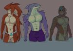  2020 abs amphibian_man animal_humanoid anthro breath_of_the_wild cavahn clothed clothing crossover dc_comics featureless_crotch fish fish_humanoid front_view green_body grey_body group guillermo_del_toro hi_res humanoid king_shark male marine marine_humanoid muscular muscular_male nintendo nude partially_submerged pecs prince_sidon red_body shark standing the_legend_of_zelda the_shape_of_water topless video_games water zora 