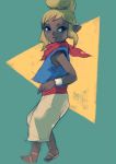  1girl blonde_hair blue_eyes closed_mouth dark_skin highres neckerchief pointy_ears solo tetra the_legend_of_zelda triforce 