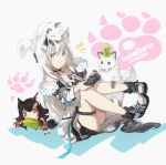  +_+ /\/\/\ 2girls animal_ears bangs bare_shoulders black_choker black_hair boots braid chibi choker commentary_request controller corn cup disposable_cup dog_tags eyebrows_visible_through_hair food fox fox_ears fox_girl fox_on_head fox_tail fur-trimmed_jacket fur_trim game_controller green_eyes hair_between_eyes hair_ornament hairclip highres holding holding_controller holding_food holding_game_controller hololive hololive_gamers jacket legs_up long_hair looking_at_viewer multiple_girls notice_lines ookami_mio open_clothes open_jacket orange_eyes paw_print pentagram playstation_controller red_hair satorine shirakami_fubuki sidelocks simple_background single_braid sitting tail thigh_strap virtual_youtuber white_background white_hair white_jacket wolf_ears wolf_girl wolf_tail 