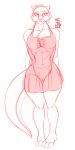  1:2 anthro breasts clothed clothing dress female fur genitals hi_res lutrine mammal mustelid open_mouth open_smile pussy simple_background sketch smile solo white_background zi0808 