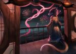 2016 anthro clothed clothing cloud detailed_background dragon female fireworks fully_clothed hi_res light lighting night railing rhyu robe sky solo standing 