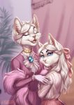  2020 absurd_res anthro blue_eyes clothed clothing digital_media_(artwork) disney domestic_cat duchess duo eyebrows eyelashes felid feline felis female fur hair hi_res mammal marie_(aristocats) nelly63 open_mouth teeth the_aristocats tongue white_body white_fur white_hair 
