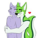  &lt;3 1:1 alpha_channel anthro black_body black_fur black_nose canid canine canis duo eyes_closed fidget_the_fox fox fur green_body green_eyes green_fur hug hugging_from_behind kwik_(artist) male male/male mammal one_eye_closed red_heart simple_background smile smiling_at_viewer sticker telegram telegram_stickers white_body white_fur white_outline wink ych_(character) 