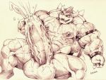  4:3 anthro balls big_balls big_muscles big_penis bodily_fluids bowser cum genital_fluids genitals hi_res huge_balls huge_muscles huge_penis hyper hyper_balls hyper_genitalia hyper_muscles hyper_penis koopa kuroma male mario_bros masturbation muscular muscular_male nintendo penis scalie solo video_games 