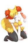  2020 5_fingers 9:14 absurd_res alpha_channel anthro balls barefoot big_breasts black_body black_fur braixen breasts butt canid canine chest_fur choker collar collar_only collar_ring commission_art dipstick_tail disembodied_penis duo erection feet female fingers fluffy fluffy_tail fox fur genitals hair heart_marking hi_res humanoid_genitalia humanoid_penis inner_ear_fluff jewelry kneeling male male/female mammal moneychan multicolored_tail navel necklace nintendo nipples nude orange_eyes penis pok&eacute;mon pok&eacute;mon_(species) puffy_nipples red_body red_fur simple_background sitting smile solo_focus text thick_thighs tuft video_games white_body white_fur wide_hips yellow_body yellow_fur 