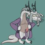  1:1 4_fingers angry anthro biped claws clothing dragon erection facial_hair fafnir_(little_witch_academia) fingers genitals goatee hair haven_(artist) horn little_witch_academia looking_at_viewer male mature_male penis presenting presenting_penis robe scalie simple_background slightly_chubby solo studio_trigger 