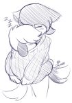  absurd_res anthro big_dom_small_sub blue_and_white canid canine canis clothing domestic_dog duo eyes_closed eyes_covered get_along_shirt hi_res hug male male/male mammal monochrome niko_(pkfirefawx) pkfirefawx sharing_clothing size_difference sketch sleeping sweater topwear vin_(pkfirefawx) 