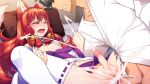  2boys anal animal_ears aogiri_penta bangs bare_shoulders bed bed_sheet blush bow choker clenched_teeth closed_eyes clothed_sex covered_nipples cum cum_in_ass cum_while_penetrated ejaculation erection eyebrows_visible_through_hair fox_boy fox_ears fox_tail game_cg hand_on_another&#039;s_arm indoors japanese_clothes josou_jinja long_hair lying magatama male_focus masato_(josou_jinja) missionary multiple_boys multiple_penises mutual_orgasm nipple_slip nipples on_back open_mouth orgasm otoko_no_ko overflow penis pillow projectile_cum red_bow red_eyes ribbon_trim sex skirt skirt_lift spread_legs tail teeth testicles thighhighs tongue uncensored yaoi yui_(josou_jinja) 