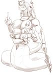  2020 6_breasts anthro apode big_breasts black_and_white breasts clothed clothing draconcopode fdokkaku female hair hi_res melee_weapon monochrome multi_arm multi_breast multi_limb naga polearm reptile scalie serpentine simple_background skimpy snake solo spear weapon white_background 