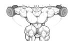  abs anthro belt biceps big_muscles bodily_fluids championship_belt chirros clothing dumbbell exercise gym lizard machoke male muscular muscular_anthro muscular_male nintendo nipples pecs pok&eacute;mon pok&eacute;mon_(species) reptile scalie sitting solo speedo sweat swimwear vein veiny_muscles video_games weightlifting weights workout 