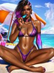  bikini feet logan_cure overwatch sombra swimsuits wet 