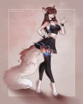  2020 4_toes 5_fingers anthro breasts brown_body brown_fur canid canine digital_media_(artwork) eyebrows eyelashes female fingers fur hi_res mammal midriff navel smile solo stanidng toes yasmil 