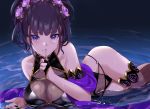  fate/grand_order fate_(series) headband katsushika_hokusai purple_eyes purple_hair tagme_(artist) water wet 