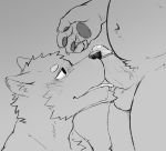  2020 anthro balls canid canine canis domestic_dog duo erection genitals kemono licking male male/male mammal monochrome nissei_(artist) oral penile penis penis_lick sex simple_background slightly_chubby tongue tongue_out 
