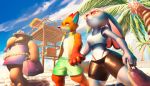  anthro beach canid canine clothed clothing cotton_paws_(artist) disney duo elephant elephantid female fox hi_res judy_hopps lagomorph leporid male male/female mammal married_couple nick_wilde open_clothing open_shirt open_topwear proboscidean rabbit seaside shirt topwear vacation zootopia 