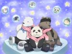  2013 4:3 anthro apron avian belly bird black_body black_fur blush brown_body brown_fur canid canine canis clothing emufu eyes_closed fur giant_panda grizzly_(shirokuma_cafe) handa human kemono mammal okami_(shirokuma_cafe) overweight panda-kun penguin polar_bear sasako_(shirokuma_cafe) scarf shirokuma shirokuma_cafe sitting ursid ursine white_body white_fur wolf 