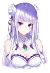  cleavage emilia_(re_zero) mr.doukotsu pointy_ears re_zero_kara_hajimeru_isekai_seikatsu 