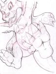  animal_skin balls claws digimon digimon_(species) fur gabumon genitals horn humanoid_genitalia humanoid_penis male marc_leonhardt markings monochrome pawpads penis reptile scalie semi-anthro sharp_teeth solo teeth toe_claws toes tongue 