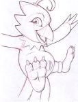  avian beak bird biyomon claws digimon digimon_(species) feather_tuft feathers feet female flying genitals happy marc_leonhardt open_mouth paws pussy semi-anthro solo tail_feathers toe_claws toes tongue tuft wings 