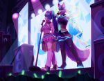  2020 anthro blue_body blue_fur bottomwear canid canine clothed clothing cosplay crop_top crossdressing crowd duo female footwear fox fur fur_markings glowstick group hair hand_holding hatsune_miku hi_res high_heels holding_object human knee_socks legwear long_hair male mammal markings mic_stand microphone navel necktie open_mouth pigtails ribbons roflfox shirt shoes singing skirt socks speaker stage stage_lights tattoo thigh_highs topwear vocaloid white_body white_fur x-teeth-x 
