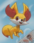  ambiguous_gender big_ears fennekin feral inkune jumping looking_at_viewer nintendo open_mouth pok&eacute;mon pok&eacute;mon_(species) skateboard skateboarding smile solo teeth video_games 