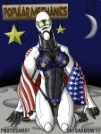  3:4 aircraft anthro bikini breasts clothing female living_aircraft living_machine living_vehicle machine moon not_furry sky skyshadow_(artist) solo space star stars_and_stripes swimwear united_states_of_america vehicle 