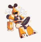  abs balls big_balls big_muscles big_penis black_balls black_body black_glans black_penis black_skin blush bodily_fluids erection genitals glans green_eyes grey_background hi_res huge_penis humanoid_genitalia humanoid_penis looking_at_viewer machine male medabots metabee metallic_body muscular muscular_male nipples not_furry one_eye_closed orange_body partially_retracted_foreskin pecs penis purple_nipples robot simple_background solo sweat uncut unknown_artist vein veiny_penis 