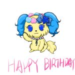  1:1 anthro bird_dog birthday blue_body blue_eyes blue_fur canid canine canis cavalier_king_charles_spaniel domestic_dog female flower flower_crown fluffy fluffy_ears fluffy_tail fur g_clef hi_res hunting_dog jewelpet jewelry long_ears looking_at_viewer lulululu mammal necklace plant ribbons sanrio sapphie semi-anthro solo spaniel toy_dog yellow_body yellow_fur 