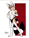  absurd_res anthro bare_chest bare_legs bracelet bulge cacomistle chester_ringtail_magreer clothed clothing fluffy fluffy_tail fur hi_res jewelry loincloth looking_at_viewer male mammal procyonid ringtail solo terrie_smith traditional_media_(artwork) 