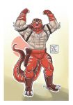  biceps bottomwear chirros claws clothing dinosaur hi_res human king_of_dinosaurs king_of_fighters male mammal mask muscular muscular_human muscular_male nipples pants pecs pose reptile scalie snk solo wrestler 