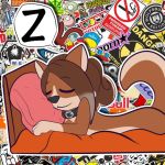  &lt;3 1:1 anthro asurakitsune bed brown_body brown_fur canid canine canis collar domestic_dog facial_piercing family_guy female fur furniture herding_dog human mammal nose_piercing pastoral_dog piercing sagezilla sleeping solo stewie_griffin telegram_stickers welsh_corgi 