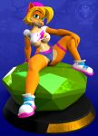  2020 3d_(artwork) activision anthro bandicoot beanie blonde_hair breasts casual_exposure clothed clothing coco_bandicoot crash_bandicoot_(series) crop_top digital_media_(artwork) emerald_(gem) female footwear fur gem genitals green_eyes hair hat headgear headwear mammal marsupial orange_body orange_fur partially_visible_vulva presenting presenting_pussy pussy shirt shoes sitting skimpy sneakers solo sorok17 spread_legs spreading t-shirt tan_body tan_fur topwear under_boob video_games 