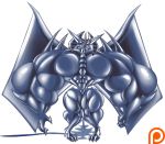  bulge clothing dragmon footwear hi_res high_heels konami male monster muscular obelisk obelisk_the_tormentor pecs semi-anthro shoes tiny_waist yu-gi-oh 