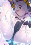  1girl abigail_williams_(fate/grand_order) abigail_williams_(swimsuit_foreigner)_(fate) absurdres anus_peek ass bangs bare_shoulders bikini black_bikini black_bow blush bow breasts collarbone covered_nipples crotch double_bun fate/grand_order fate_(series) forehead grin highres johnny_(pixiv16641601) keyhole long_hair looking_at_viewer micro_bikini multiple_bows navel orange_bow parted_bangs pink_eyes polka_dot polka_dot_bow revision sidelocks small_breasts smile spread_legs swimsuit tentacles thighs third_eye very_long_hair white_hair white_skin 