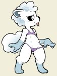  2020 3:4 absurd_res alolan_vulpix anthro bedroom_eyes bikini bikini_bottom bikini_pull bikini_top black_eyes canid canine clothing female flat_chested full-length_portrait fur hi_res itsunknownanon looking_at_viewer mammal multi_nipple narrowed_eyes nintendo nipples pok&eacute;mon pok&eacute;mon_(species) portrait regional_form_(pok&eacute;mon) seductive solo standing swimwear tongue tongue_out video_games white_body white_fur 