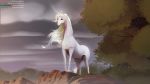  16:9 2020 amalthea_(tlu) conditional_dnp detailed_background digital_media_(artwork) english_text equid equine eyebrows eyelashes female feral hi_res horn mammal mercurial64 outside purple_eyes solo teats text the_last_unicorn unicorn url widescreen 