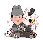  anthro asian_clothing blush chen_shi_(white_cat_legend) chibi chinese_clothing clothing doll domestic_cat duo east_asian_clothing felid feline felis fur human li_bing_(white_cat_legend) male mammal plushie shou_zhua_bing white_body white_cat_legend white_fur 