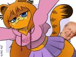  2020 4:3 absolute_territory afroninja180 anthro anthrofied arms_out bangs blue_eyes bodily_fluids bottomwear breasts cleavage clothed clothing crossgender domestic_cat ear_tuft felid feline felis female fully_clothed fur garfield_(series) garfield_the_cat hair hi_res hoodie human jim_davis legwear long_hair looking_at_viewer male mammal midriff mtf_crossgender navel orange_body orange_fur pink_hoodie pleated_skirt skirt stockings sweat text text_on_clothing text_on_hoodie text_on_topwear topwear tuft 