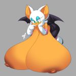  anthro armwear big_breasts breasts chiropteran clothing elbow_gloves eyeshadow female gloves grim-kun handwear hi_res huge_breasts hyper hyper_breasts makeup mammal nipples rouge_the_bat solo sonic_the_hedgehog_(series) 