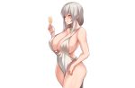  azur_lane breasts cleavage cosplay dress drink gray_hair jmg necklace no_bra short_hair sideboob third-party_edit uzaki-chan_wa_asobitai! uzaki_tsuki white wristwear 